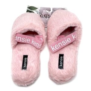 Kensie Fluffy Faux Fur Slingback Slippers Light Pink Size  Medium 8